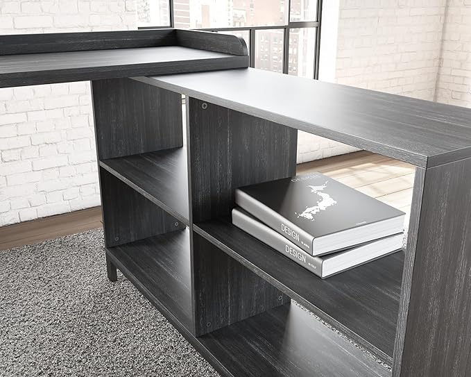 Signature Design by Ashley Yarlow Industrial Home Office L-Shaped Desk with Cube Storage, Black