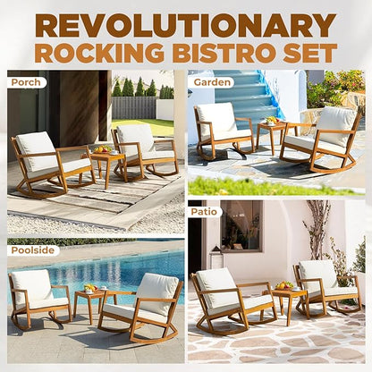 Solid Wood Louis Chairs Set of 2 with End Table, Onesize, Rocking Design