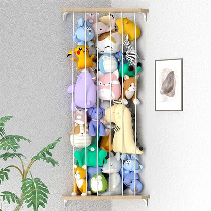 Stuffed Animal Storage Toy Storage Organizer, Upgraded Stuffed Animal Hammock Corner & Stuffed Animal Net for Plushie Toys with Adjustable Height for Kids Playroom Bedroom Organizer
