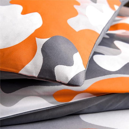 Meeting Story Kids Camo Bedding Set, Army Camouflage Bedding Queen Comforter Set for Boys Girls Teens Bedroom Decoration, 3Pcs (Orange, Queen)