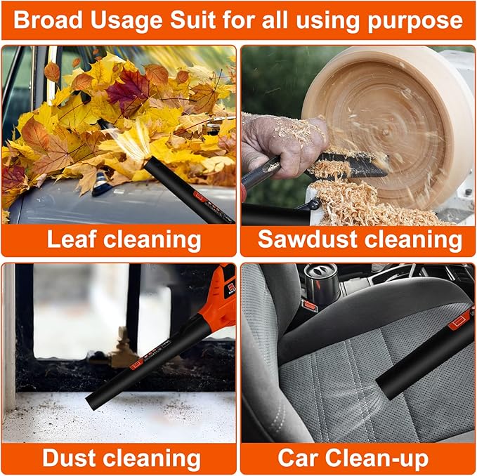 Leaf Blower Cordless,21V Handheld Electric Leaf Blower with 2.0Ah Battery and Charger, 2 Speed Mode, Lightweight Battery Powered Leaf Blower for Lawn Care, Patio, Yard, Sidewalk