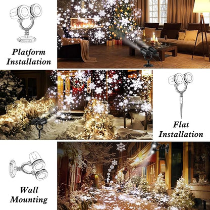 2024 Upgraded Dual-Head Christmas Snowflake Projector Light Outdoor,IP65 Waterproof Christmas LED Projector Light Outside,180° Rotation Projector for Indoor,Patio Wall Window Decorations