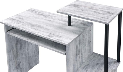 Acme Lyphre Wooden Top Computer Desk in Antique White and Black