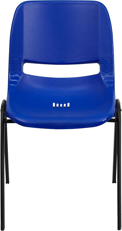 Flash Furniture 5 Pack HERCULES Series 661 lb. Capacity Navy Ergonomic Shell Stack Chair with Black Frame and 16'' Seat Height