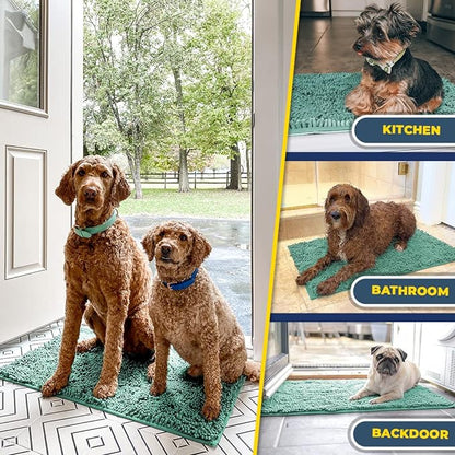 Muddy Mat® Shown ON TV Highly Absorbent Microfiber Door Mat and Pet Rug Non Slip Thick Washable Area and Bath Mat Soft Chenille for Kitchen Bedroom Indoor and Outdoor - Seafoam Green Small 28"X18"
