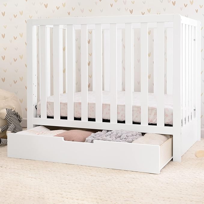 Carter's by DaVinci Colby 4-in-1 Convertible Mini Crib with Trundle Drawer in White, Greenguard Gold Certified, Undercrib Storage