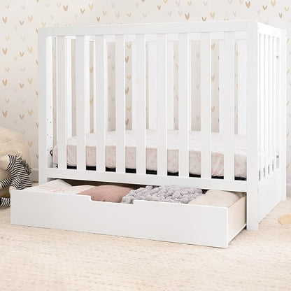 Carter's by DaVinci Colby 4-in-1 Convertible Mini Crib with Trundle Drawer in White, Greenguard Gold Certified, Undercrib Storage