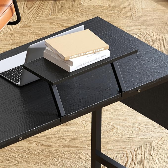 DlandHome L-Shaped Computer Desk 59 inches x 47.2 inches, Composite Wood and Metal, Home Office PC Laptop Study Workstation Corner Table with CPU Stand, CZYF-LD-1