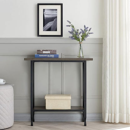 Leick Home 23005 Chisel & Forge Narrow Recliner Side Table with Shelf, Gray/Matte Black