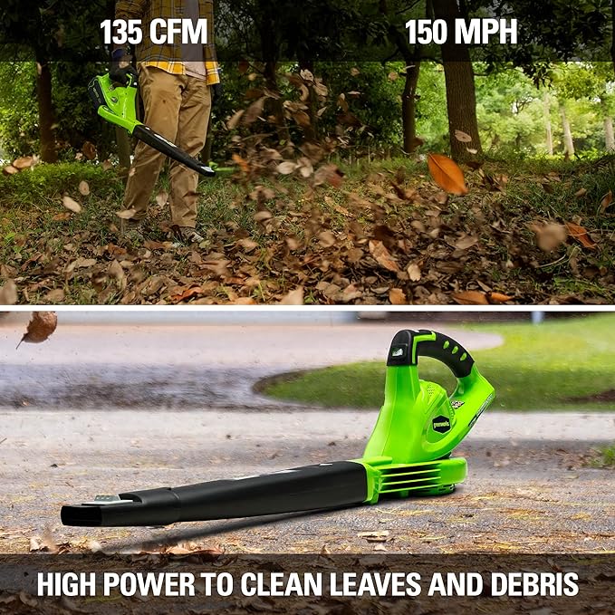 Greenworks 40V (150 MPH / 130 CFM) Cordless Leaf Blower, 4.0Ah Battery and Charger Included
