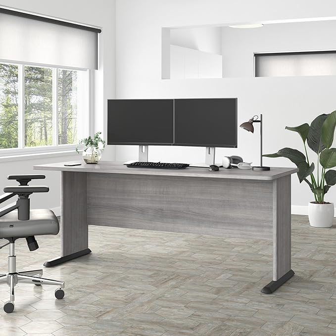 Bush Business Furniture Studio A 72W Computer Desk in Platinum Gray, 6 Foot Gaming and Work Table for Home or Professional Office