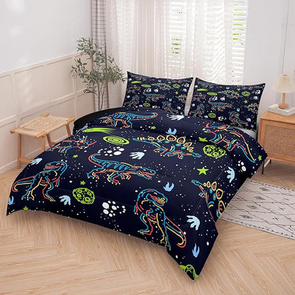 NINENINE Dinosaur Comforter Sets for Boys,Kids Dinosaur Bedding Set,Twin Size Bedding Sets for Boys Kids,Dark Blue Comforter Set with 1 Comforter 1 Pillowcase…