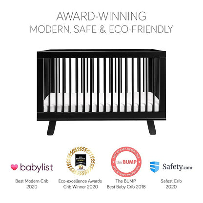 Babyletto Hudson 3-in-1 Convertible Crib with Toddler Bed Conversion Kit in Black, Greenguard Gold Certified