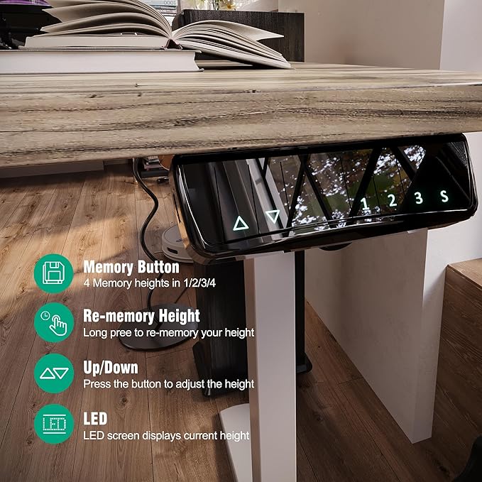 Monomi Height Adjustable Electric Standing Desk, 55 x 28 Inches Stand up Desk, Sit Stand Home Office Computer Desk, Maple