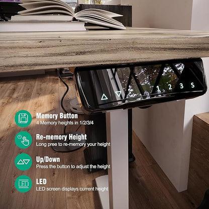 Monomi Height Adjustable Electric Standing Desk, 55 x 28 Inches Stand up Desk, Sit Stand Home Office Computer Desk, Maple