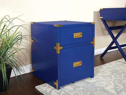 OSP Home Furnishings Wellington 2-Drawer File Cabinet, Lapis Blue