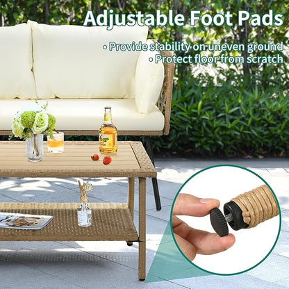 YITAHOME 2 Pieces Patio Furniture Set, All-Weather Wicker Loveseat with Thick Cushions & Rattan Table, Outdoor Conversation Set for Patio, Balcony, Backyard, Deck, Poolside