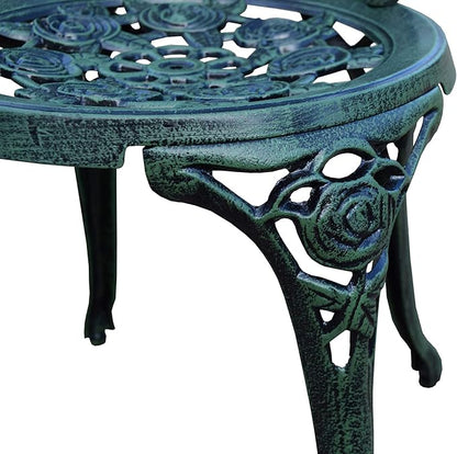 Oakland Living Cast Aluminum Conversation Metal Antique 3 Piece Patio Rose Bistro Set, Verdi Green