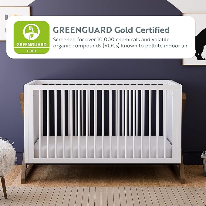 Storkcraft Equinox 3-in-1 Convertible Crib (Gray) – Easily Converts to Toddler Bed and Daybed, 3-Position Adjustable Mattress Support Base, Modern Two-Tone Design for Contemporary Nursery