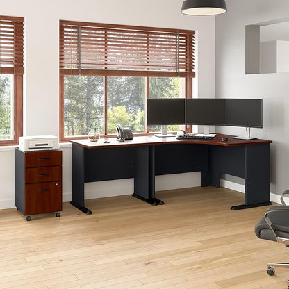 Bush Business Furniture Series A 36W Small Desk in Hansen Cherry and Galaxy, Compact Computer Table for Home or Professional Office