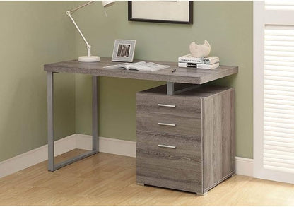 Monarch Specialties Computer Desk with File Cabinet-Left or Right Set-Up, 48" L, Dark Taupe