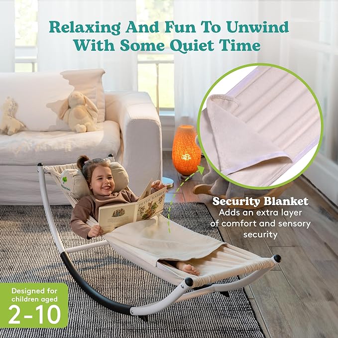 Kids Rocking Chair - Kids Recliner Chairs for Toddlers, Kids Chairs Comfy Toddlers Lounge Chair - Adjustable Pillow and Blanket for Sensory Comfort Included