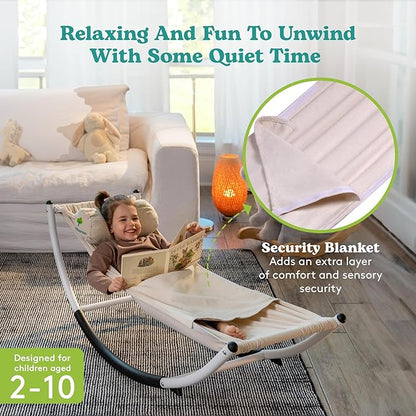 Kids Rocking Chair - Kids Recliner Chairs for Toddlers, Kids Chairs Comfy Toddlers Lounge Chair - Adjustable Pillow and Blanket for Sensory Comfort Included