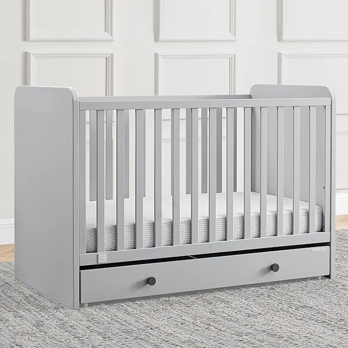 GAP babyGap Graham 4-in-1 Convertible Crib with Storage Drawer - Greenguard Gold Certified, Grey/Dark Grey