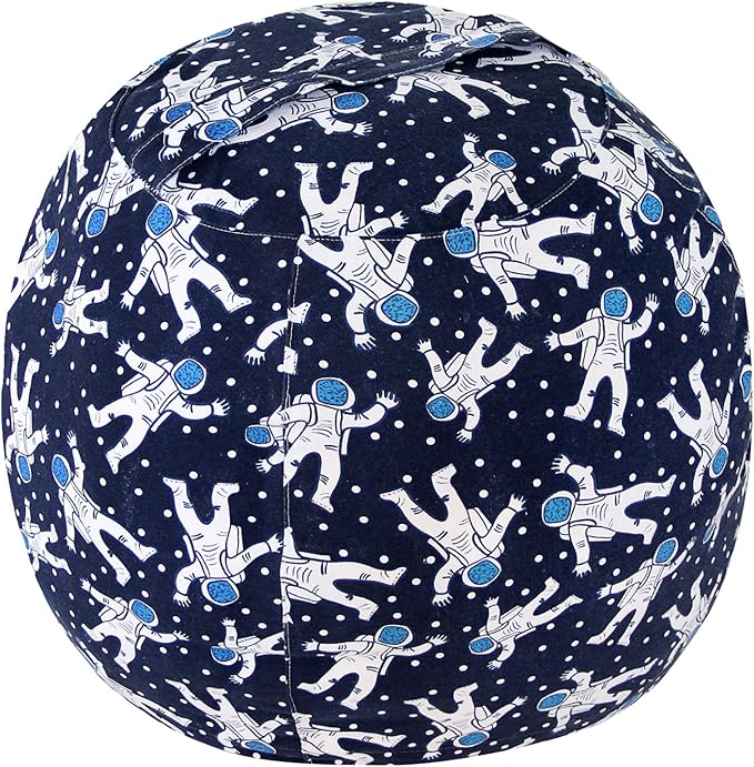 2 PCS Stuffed Animal Storage Bean Bag Chair Cover, Cotton Canvas Beanbag with Zipper for Organizing Kid's and Adults Room Blue Astronaut 24"
