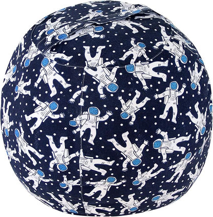 2 PCS Stuffed Animal Storage Bean Bag Chair Cover, Cotton Canvas Beanbag with Zipper for Organizing Kid's and Adults Room Blue Astronaut 24"