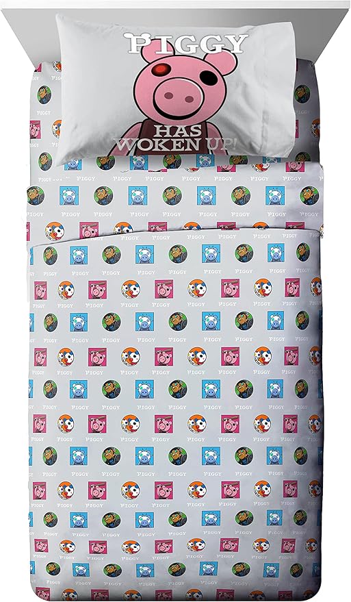 Jay Franco Piggy Join US 5 Piece Twin Size Bed Set - includes Comforter & Sheet Set - Super Soft Fade Resistant Polyester (Official Piggy Product)