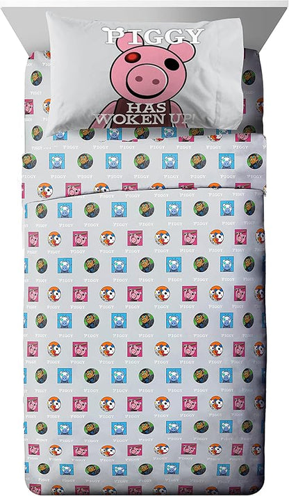 Jay Franco Piggy Join US 5 Piece Twin Size Bed Set - includes Comforter & Sheet Set - Super Soft Fade Resistant Polyester (Official Piggy Product)