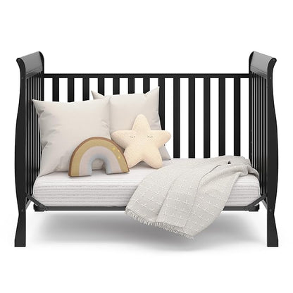 Storkcraft Maxwell Convertible Crib (Black) – GREENGUARD Gold Certified, Converts to Toddler Bed and Daybed, Fits Standard Full-Size Crib Mattress, Classic Crib with Traditional Sleigh Design