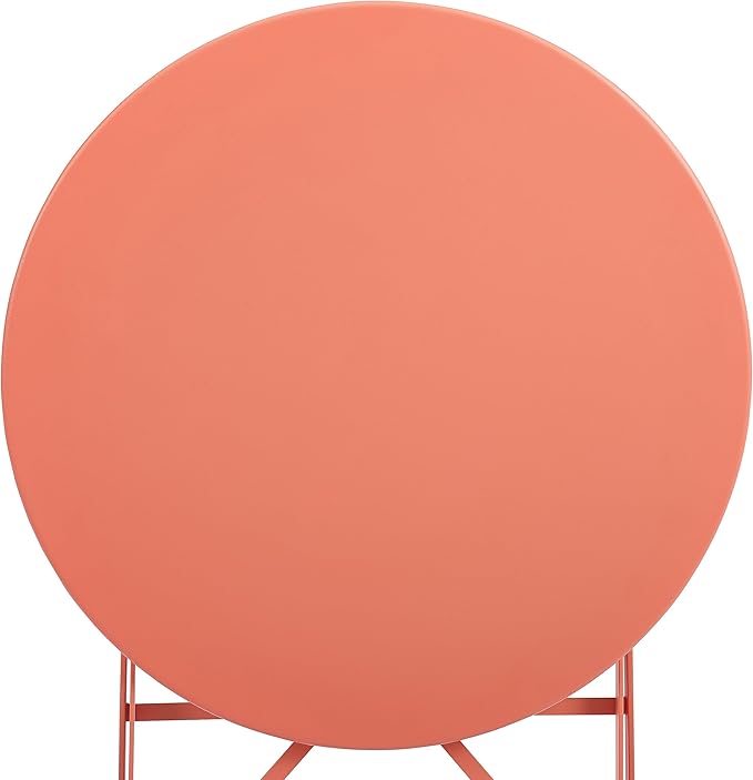 Crosley Furniture CF7390-CO Karlee Retro Metal Indoor/Outdoor 3-Piece Bistro Set with Table and 2 Chairs, Coral