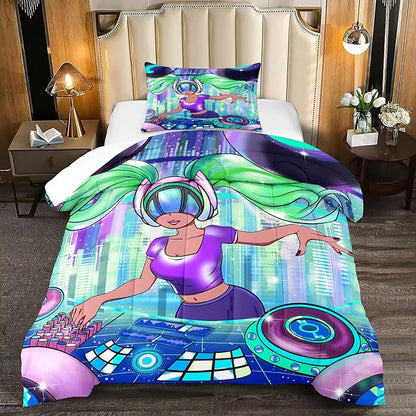 Black Girl Comforter Sets for Girls Twin Comforter Set for Girls Teen Comforter Sets for Girls Adults Twin Pretty African American DJ Girl Pattern Twin Bedding Comforter Set with 1 Pillowcase