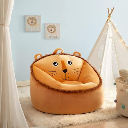 Heritage Kids Micromink Squishy Bean Bag Chair for Kids Ages 3+, Figural Lion