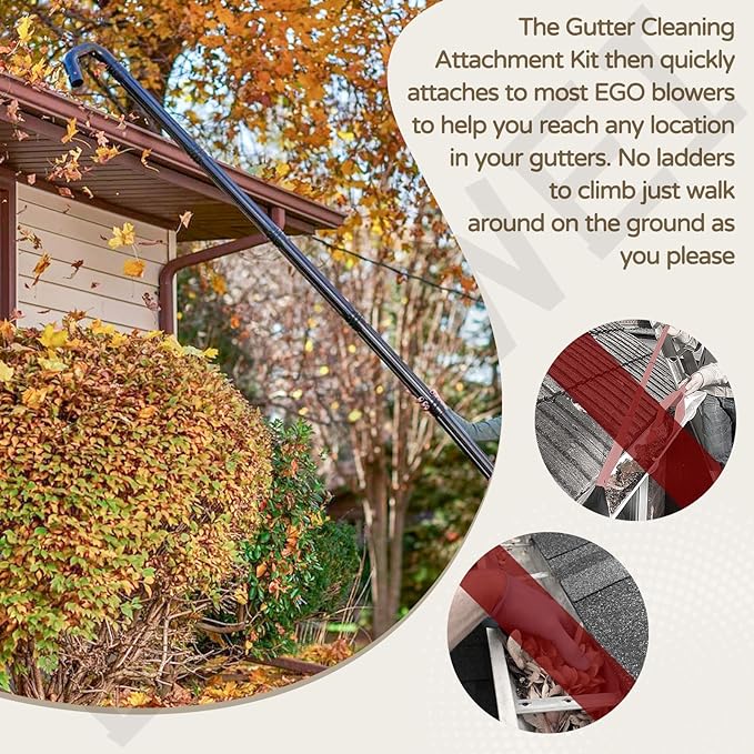 Gutter Cleaning Attachment Replaces AGC1000 Cleaning Kit & Mounting Bracket Kit for EGO 530CFM 580CFM 575CFM 650CFM 615CFM LBX6000, W/Battery Holders - Easily Clear Leaves And Debris From Gutters