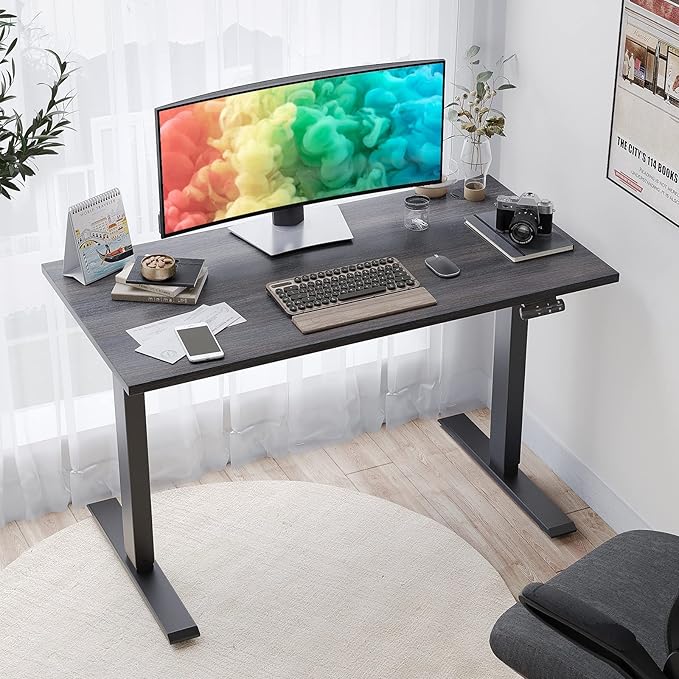 Sunon Sit Laptop Computer Writing Workstations with 3 Pre-Set and USB Port 48" for Home Office Smart Advanced Standing Desk, Grey