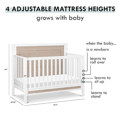 Carter's by DaVinci Radley 4-in-1 Convertible Crib in White & Coastwood, Greenguard Gold Certified