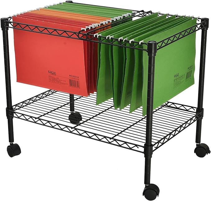 Finnhomy Premium 1-Tier Metal Rolling File Cart for Letter Size and Legal Size Folder, Black
