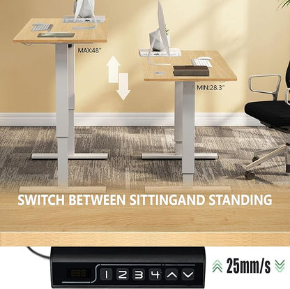 soges 63in Electric Standing Desk Ergonomic Height Adjustable Computer Desk Sit Stand Desk Home Office Desks Standing Desk, Oak
