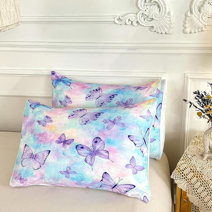 CVHOUSE Butterfly Full Comforter Set for Girls Teens.Butterfly Full Bedding Set,Butterflies Bedspread,Butterfly Duvet,Butterfly Bed Set,Butterflies Quilt Set 3 Pcs 1 Comforter and 2 Pillowcases