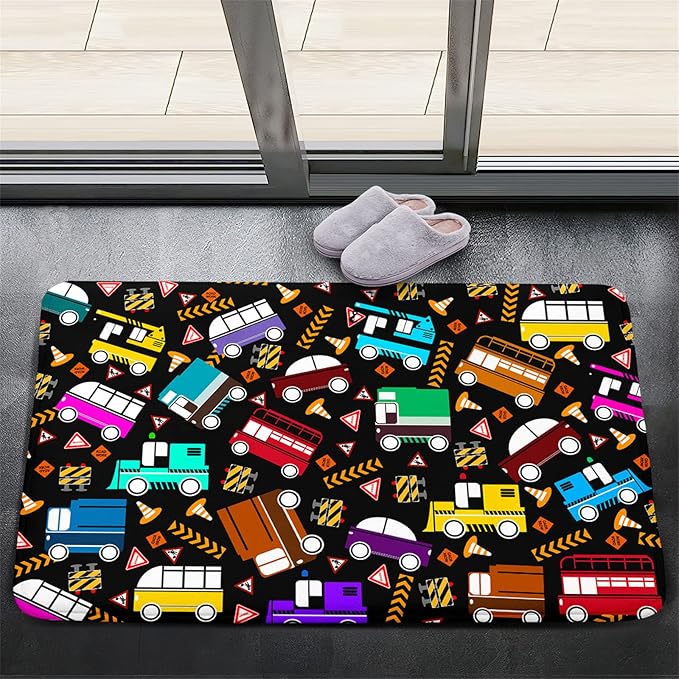Car Rug Play Mat Kids Rugs for Playroom Car Rug for Boys Room Kids Mat Construction Play Mat Car Play Rug Car Carpet for Kids Carpet for Bedroom Truck Rugs for Boys Room,Black 2'×3'
