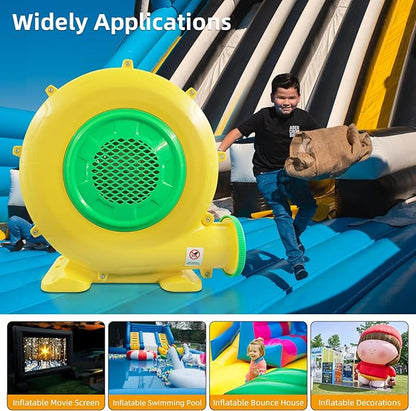 Inflatable Bounce House Blower, QILEBA 1100Watt/1.5HP Powerful Air Blower for Large Inflatables, Portable Bubble House Blower Fan Pump for Spray Booth, Bouncy Castle, Jumper, Water Slid, Blower Corded