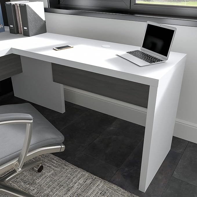 Bush Business Furniture Echo Desk Return/Bridge, Pure White and Shiplap Gray