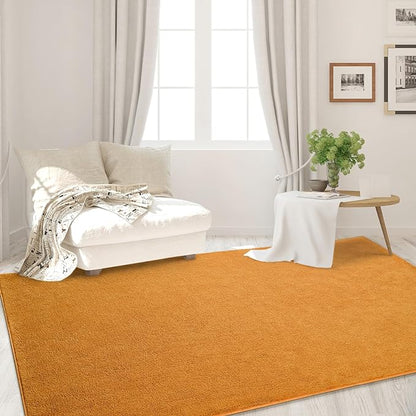 Area Rugs for Bedroom Living Room, 4x6 Orange Super Soft Comfy Thickened Memory-Foam Indoor Carpets, Modern Aesthetic Minimalist Carpet for Boys Girls Adults Apartment Nursery Home Décor
