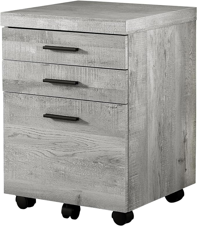 Monarch Specialties I 7401 File Cabinet, Rolling Mobile, Storage Drawers, Printer Stand, Office, Work, Laminate, Grey, Contemporary, Modern