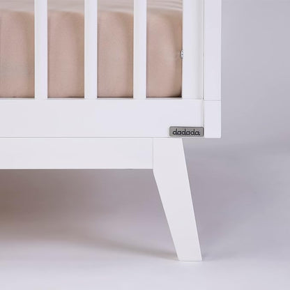 dadada Baby Soho 3-in-1 Convertible Crib to Toddler Bed – Wooden Crib Made in Italy, GREENGUARD Gold Certified Small Baby Crib – Baby-Safe Finish, Modern Design (White)