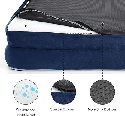 Bedsure Orthopedic Dog Bed for Medium Dogs - Waterproof Dog Sofa Beds Medium, Supportive Foam Pet Couch Bed with Removable Washable Cover, Waterproof Lining and Nonskid Bottom, Navy Blue
