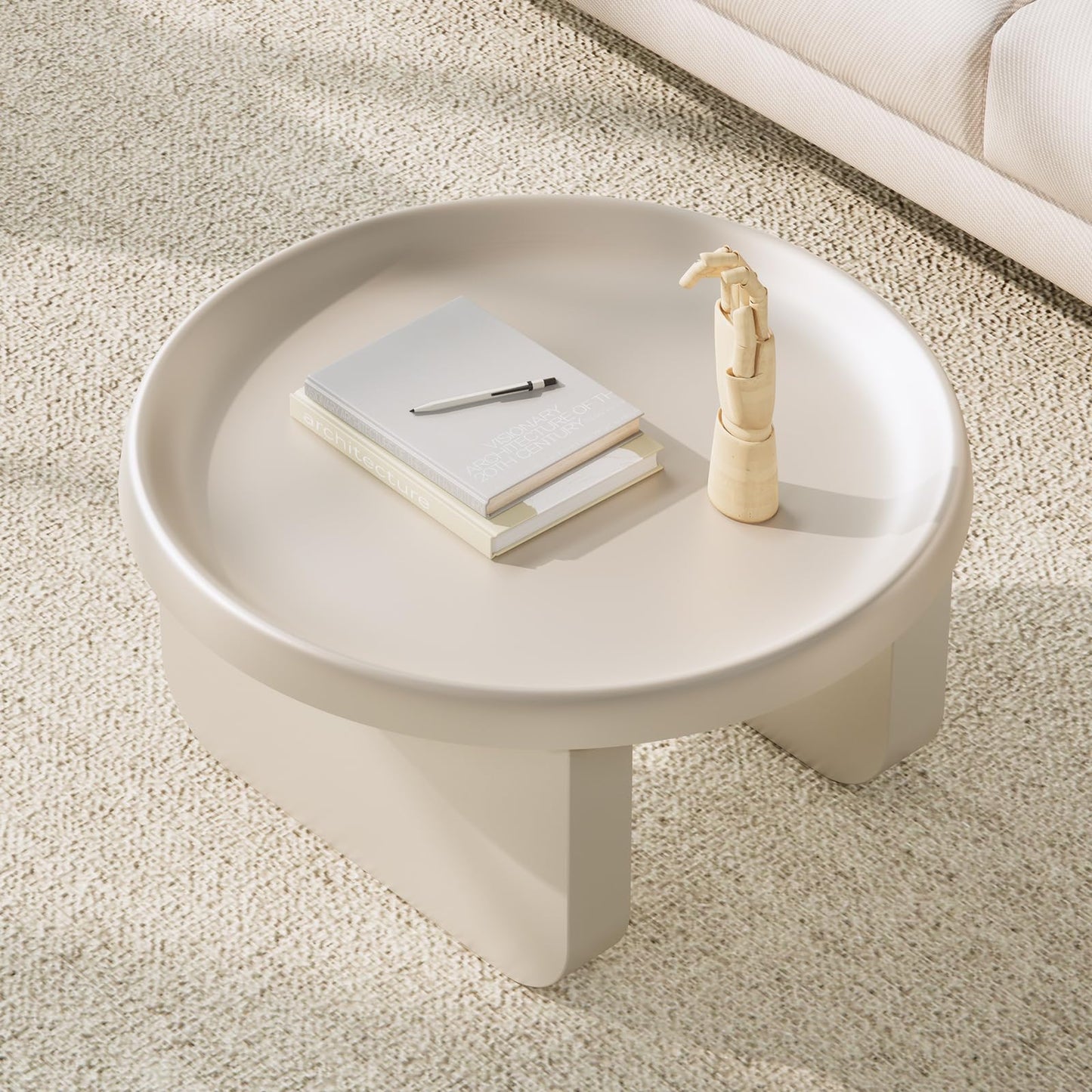 Round Coffee Table,Modern Coffee Table,Unique Circle Coffee Tables,Metal Center Table for Living Room (Black, 29.5 x 16.5)
